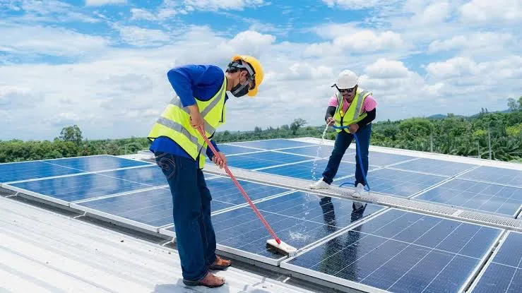 Limpieza profesional de paneles solares fotovoltaicos.